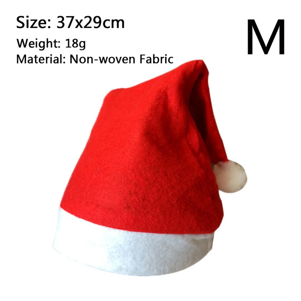 Non-woven Fabric M Рождественская шапка Санта-Клауса для детей и взрослых, Рождественская шапка, косплей-реквизиты для вечеринки, мягкая плюшевая Рождественская шапка, рождественские украшения для дома - Цвет: Non-woven Fabric M