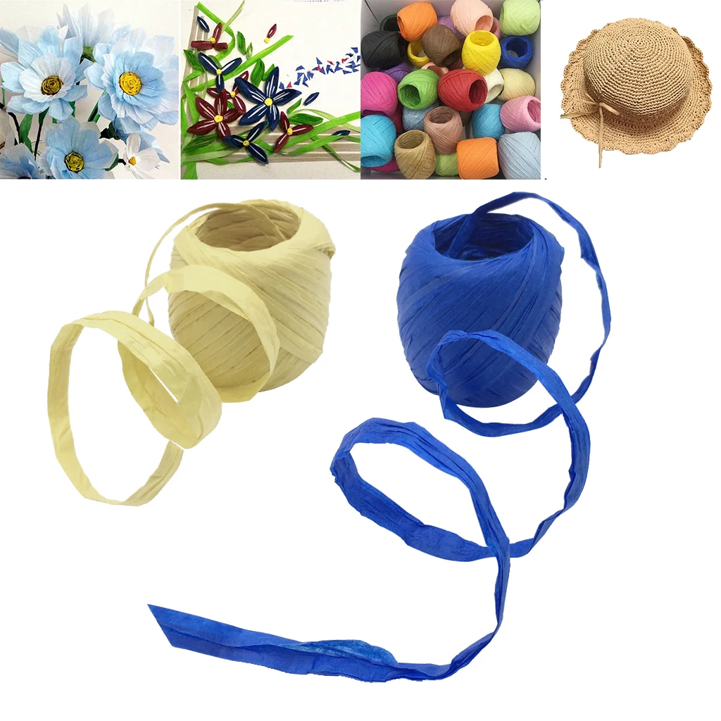 3 Rolls Raffia Paper Ribbon Packing String / Twine Wedding party Packing Ribbon 3cm Inch Wide for Gift Packing