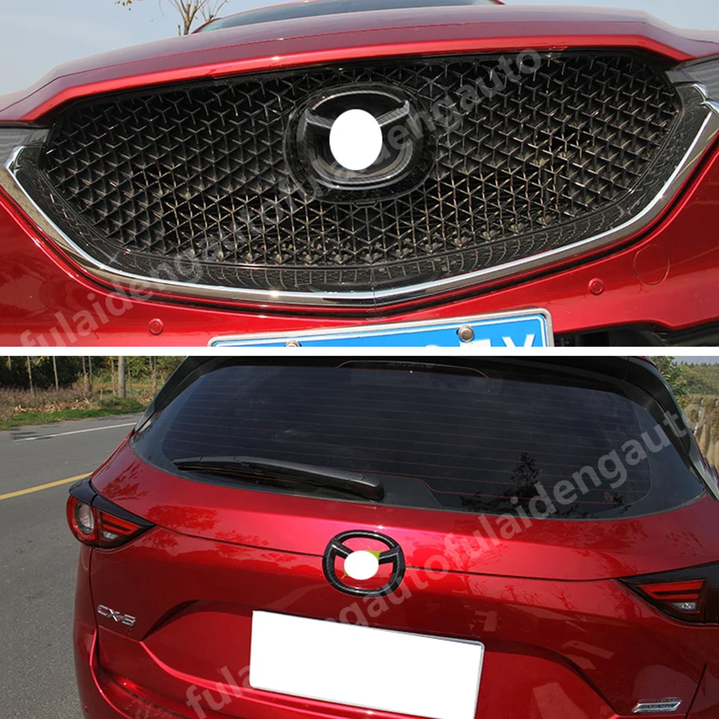2 шт. для Mazda CX-5 CX5- ABS карбоновая крышка багажника Передняя и задняя эмблема значок символ логотип накладка