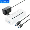 ORICO Industrial USB 3.0 HUB 7/10/13/16 ABS USB OTG Splitter On/Off Switch With 12V Power Adapter Support Charger For Computer ► Photo 1/6