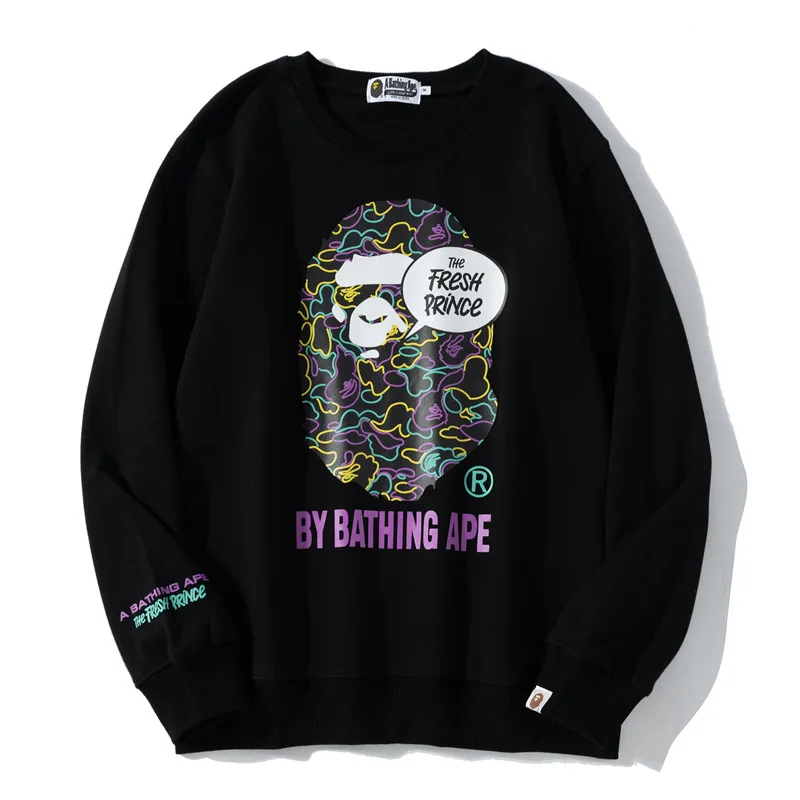 Новинка 2021 Ослепительная Мужская толстовка BAPE с длинным рукавом и граффити