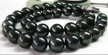 

HOT 18 INCH 11-12MM NATURAL TAHITIAN BLACK PEARL NECKLACE S925 SILVER