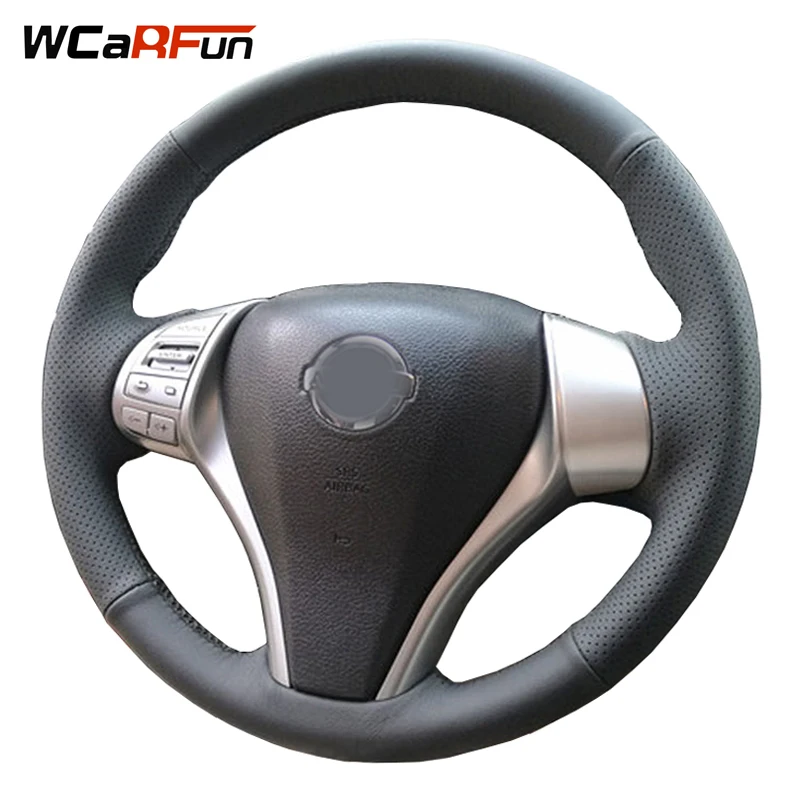 Wcarfun Genuine Leather Car Steering Wheel Cover For Nissan Teana