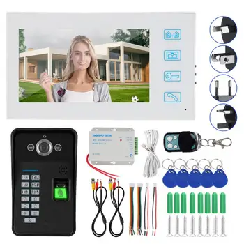

7in Wired Video Intercom 1080P Fingerprint Password Card Remote Access Control System 100-240V Video Doorphone