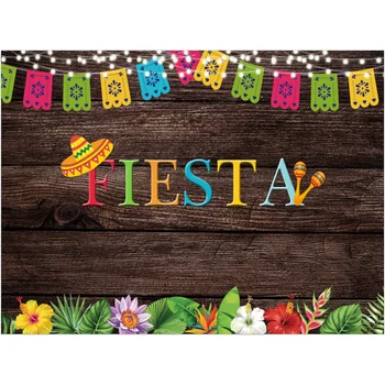 

Mexican Fiesta Vintage Wood Backdrop Vinyl Banner Background Bright Lights Fiesta Party Decoration Photo Booth Studio Props