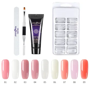 

4pc/kit Polygel Nail Set Crystal Acrylic Gel For Nail Extention Fake Tips LED UV Gel Nail Art Polish Manicure
