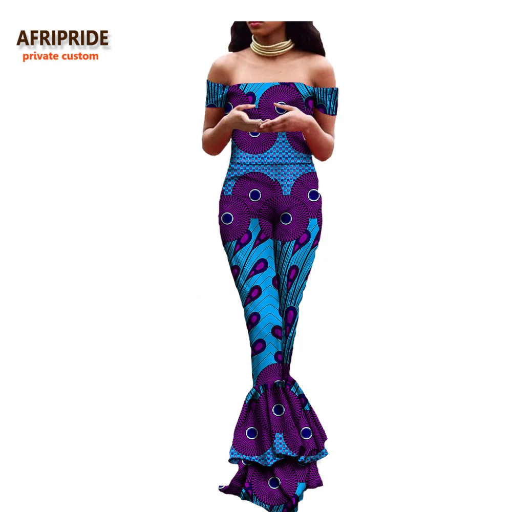 Африканский винтажный женский костюм из 2 предметов, AFRIPRIDE, топ без бретелей+ длинные расклешенные брюки, сексуальный женский костюм A722631