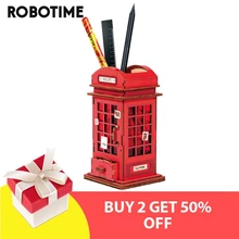 Robotime DIY 3D Penholder,Phone Booth,Tissue box Wooden Puzzle Game Assembly Popular Toy Gift for Children Adult TG11