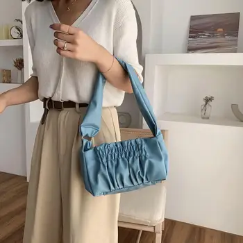 

Soft PU Leather Cloud Party Clutch Bag For Women 2020 Casual Pleated Lady Shoulder Bags Female Travel Handbags Simple Hand Bag