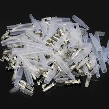 

100pcs 4mm Motorcycle Bullet Connector Terminal Male&Female+Sheaths Female/Male Connector Terminals Long Sheaths