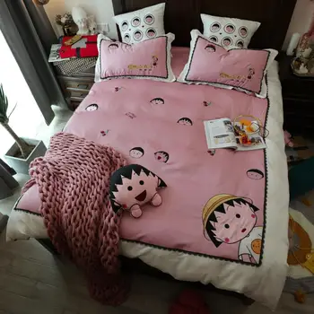 

Pink Cute Girl Embroidery 100% Egyptian Cotton Bedding set Duvet Cover Bed Linen Fitted Sheet Pillowcases Queen King Size 4/7pcs