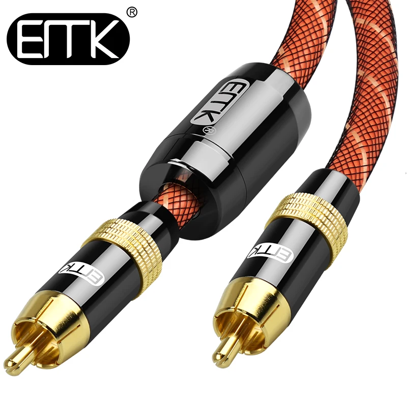 

EMK RCA Coaxial Cable Male to Male Coaxial Audio Cable Subwoofer Cable HIFI OD8.0 Nylon braided 1m 3m 10m DVD Speaker Amplifier