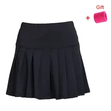 Спортивные кюлоты свободного размера плюс юбка бадминтон теннисная юбка поддельные два сплошной цвет Высокая талия плиссированная юбка удлиненная