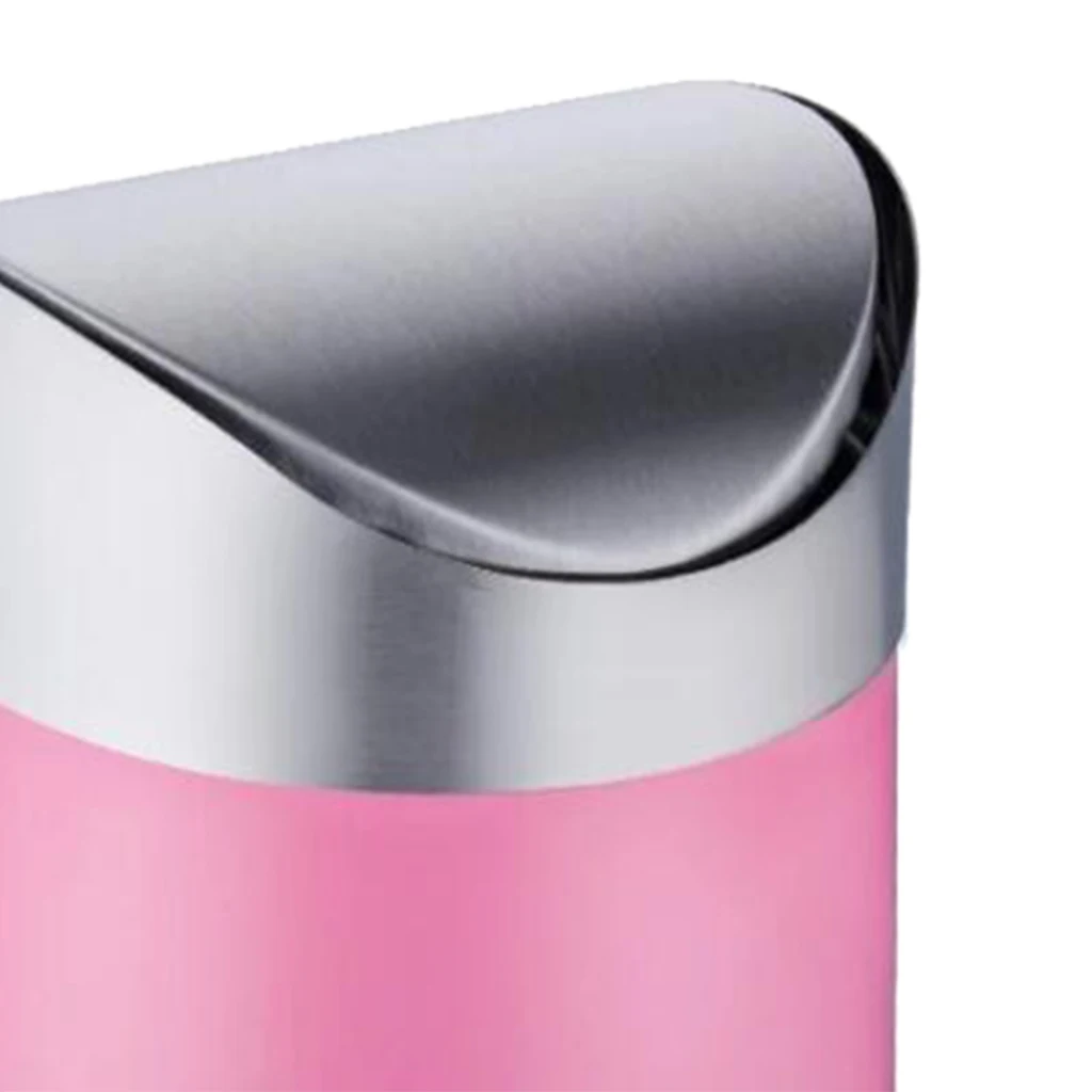 Silver/Red/Green/Pink/Blue 16.5 cm Height Stainless Steel Trash Bin Garbage Can Wastebasket with Cover Creative Tool