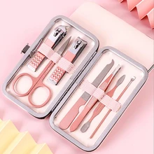 

Pinkiou Manicure Set,Nail Clippers Pedicure Set Portable Travel Hygiene Kit Stainless Steel Nail Cutter Grooming Kit 7PCS