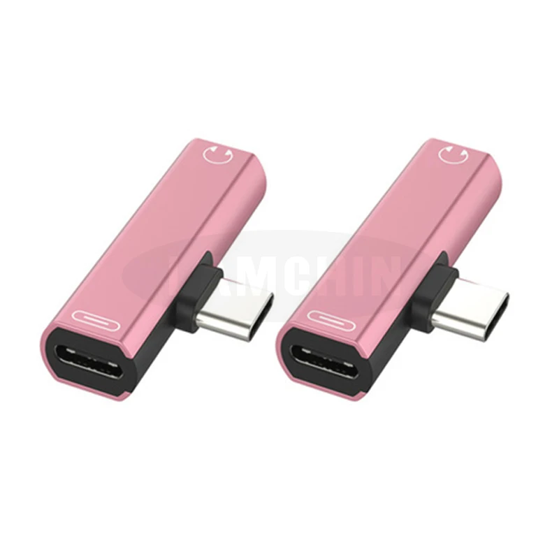 2PC Rose Gold 2 в 1 Тип Мини C к разъему Usb адаптер Тип C Тип с разъемами типа C и 3,5 мм разъем для наушников Usb кабель для передачи данных с Aux адаптер для зарядного устройства для huawei Самс - Color: 2PC Rose Gold