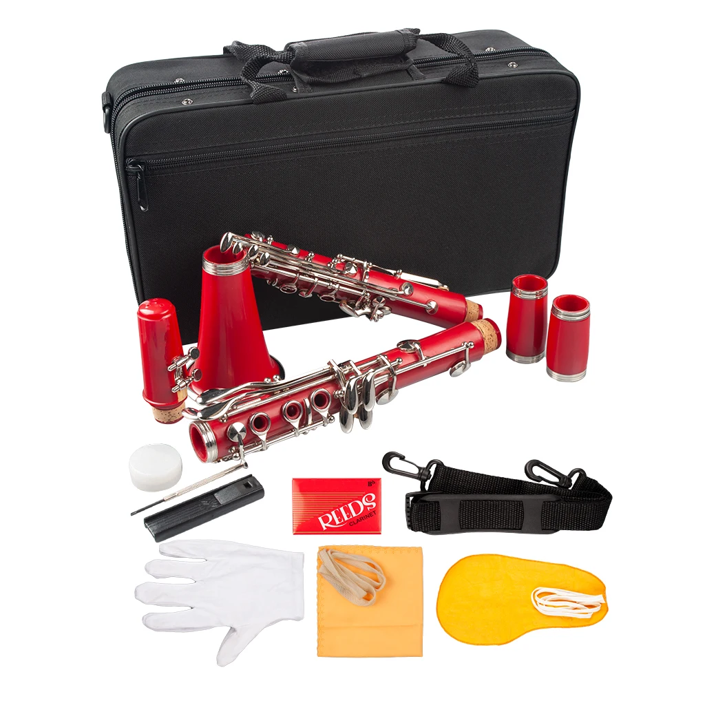 Naomi Professional Falling Tune B 17 ключ кларнет ABS Комплект для кларнета W/кларнет+ тростники+ ремень+ чехол+ компоненты для студента красный