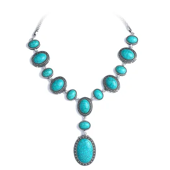 

New Foreign Trade Jewelry Charm Female Turquoise Material Pendant Carved Necklace Supply Jewelry