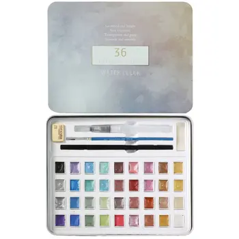 

Handmade 36 Color Glitter Water Color Set Metallic Gold aquarela Pigment Paint Artist Painting