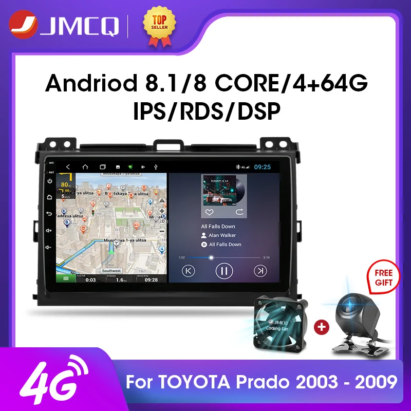 JMCQ 2din Android 9 0 автомобильный Радио Multimidia видео плеер RDS DSP для Toyota LAND CRUISER Prado 120 2003 2009