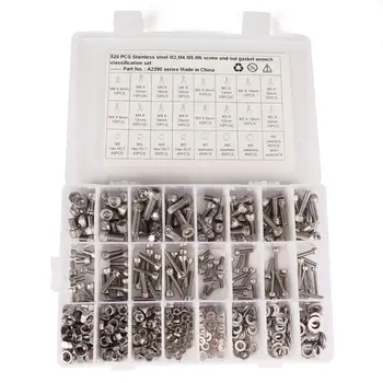 

520 Pcs Hex Socket Head Cap Screws Nuts, M3 M4 M5 M6 Hex Socket Head Cap Screws