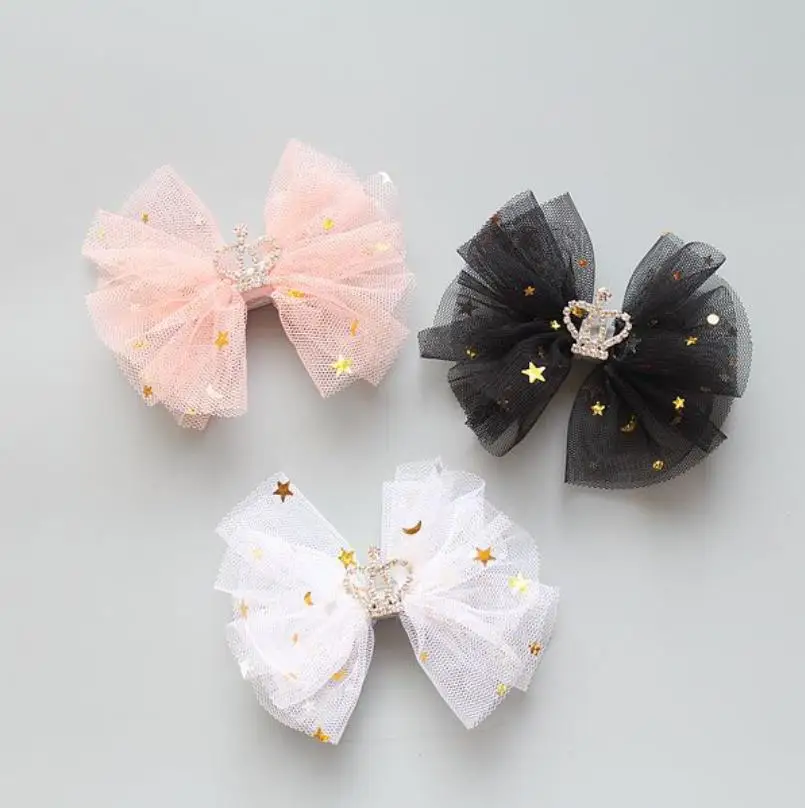 

2 шт./компл. в Корейском стиле для девочек, с фатиновой юбкой звезда заколки с бантами для волос с блестками для девочек заколки платье принцессы вечерние аксессуары для волос Головные уборы подарки