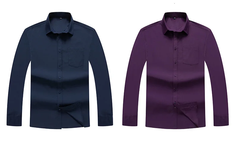 10XL9XL размера плюс весенние Формальные Рубашки с длинным рукавом для мужчин, солидные базовые рубашки с отложным воротником, деловые рубашки Camisas Masculina