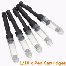 KICUTE 10 шт. пластиковая перьевая ручка со сменными чернилами конвертер картриджи-насосы 65 мм черная ручка с заправляемым стержнем комплект универсальная ручка Запчасти для авто