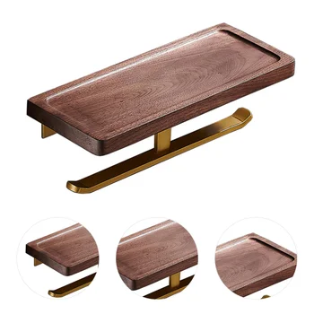 

1 pc Paper Roll Rack Wood Rack Walnut Paper Rack Kitchen Shelf for Kitchen Wall
