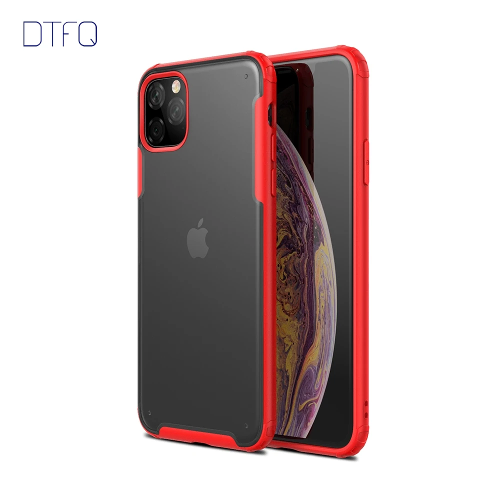 DTFQ Case for iPhone 11 11 Pro Max Hybrid Hard PC Soft TPU Silicone Cover Matte Shockproof Case for iPhone XR Xs Max X 7 8 Plus
