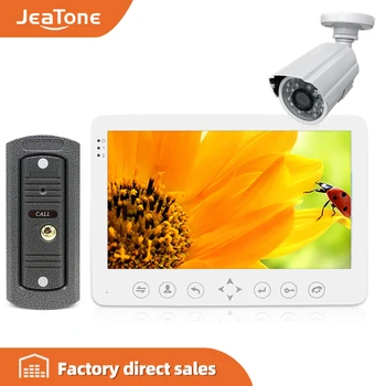 JeaTone 7'' Intercom for Home HD Wired Video Doorbell Monitor IR Night Vision Motion Sensor for Home Security+1200TVL Camera sunflowervdp wired intercom for private house 2 units 7 home phone 700tvl infrared night vision ccd camera doorphones in stock