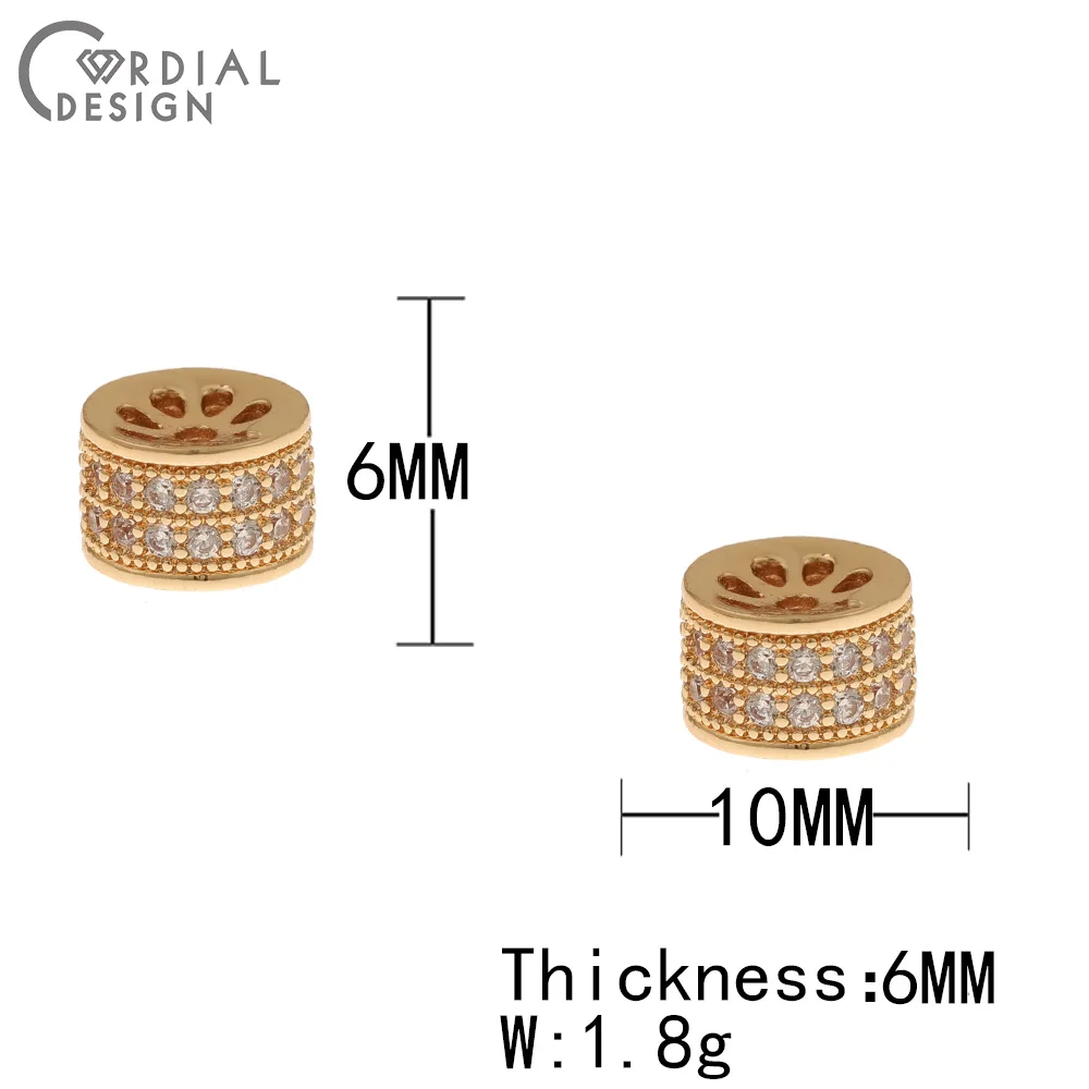 Cordial Design 40Pcs 6*10MM Jewelry Accessories/Hand Made/CZ Spacers/Cylinder Shape/Charms For Bracelets/DIY Earring Findings - cordial