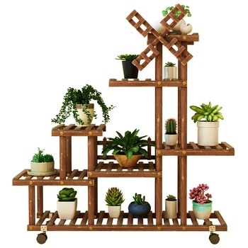 

Indoor Multi-storey Potted Plant Shelf Botany Meaty A Living Room Landing Type Solid Wood Flowerpot Frame