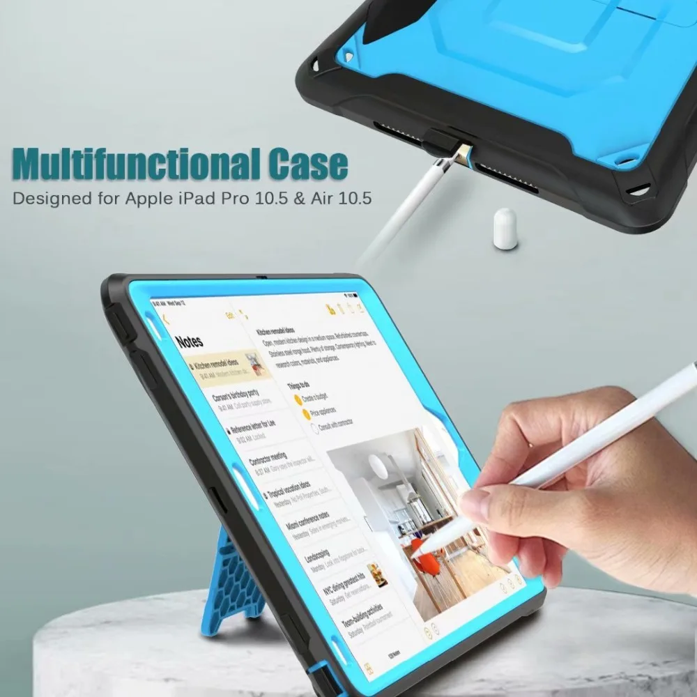 Чехол сверхмощный прочный чехол для планшета для iPad Pro 10,5 дюймов Чехол со встроенной защитной оболочкой для экрана Funda+ ручка