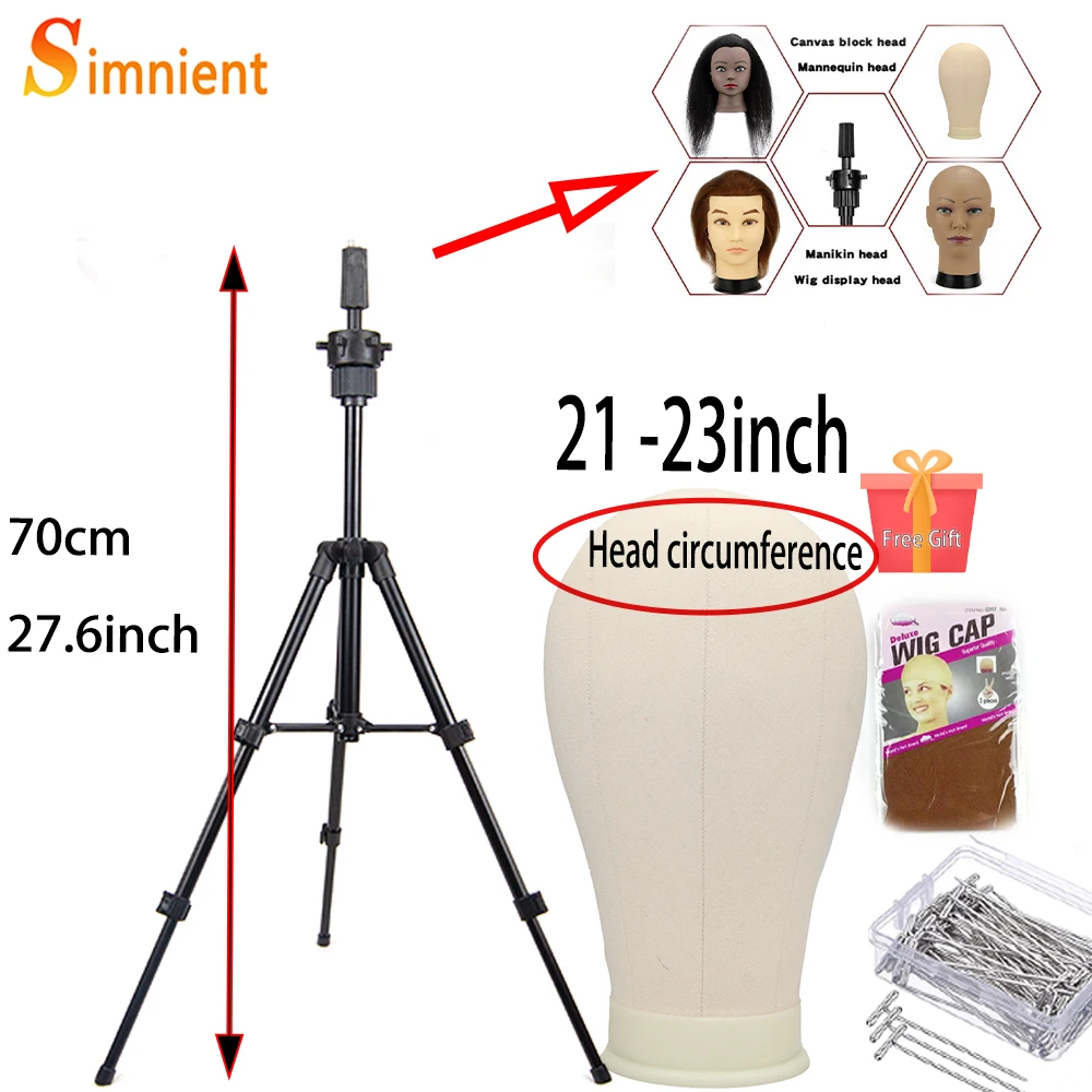 Adjustable Wig Tripod Canvas Head  Mannequin Head Wig Tripod Stand -  Training - Aliexpress