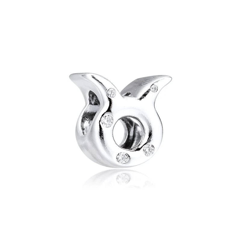 DIY подходит для браслетов Pandora Charms сверкающие бусины Телец Зодиак 925 пробы-серебро-ювелирные изделия