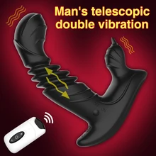 Wireless Remote Anal Vibrator For Men Butt Plug Automatic Telescopic Vibrating Male Prostate Massager Anal Plug Anal Sex Toy usb charging wireless remote dual vibrating prostate massager warm vibrator anal plug smart heating butt plug man anal sex toys