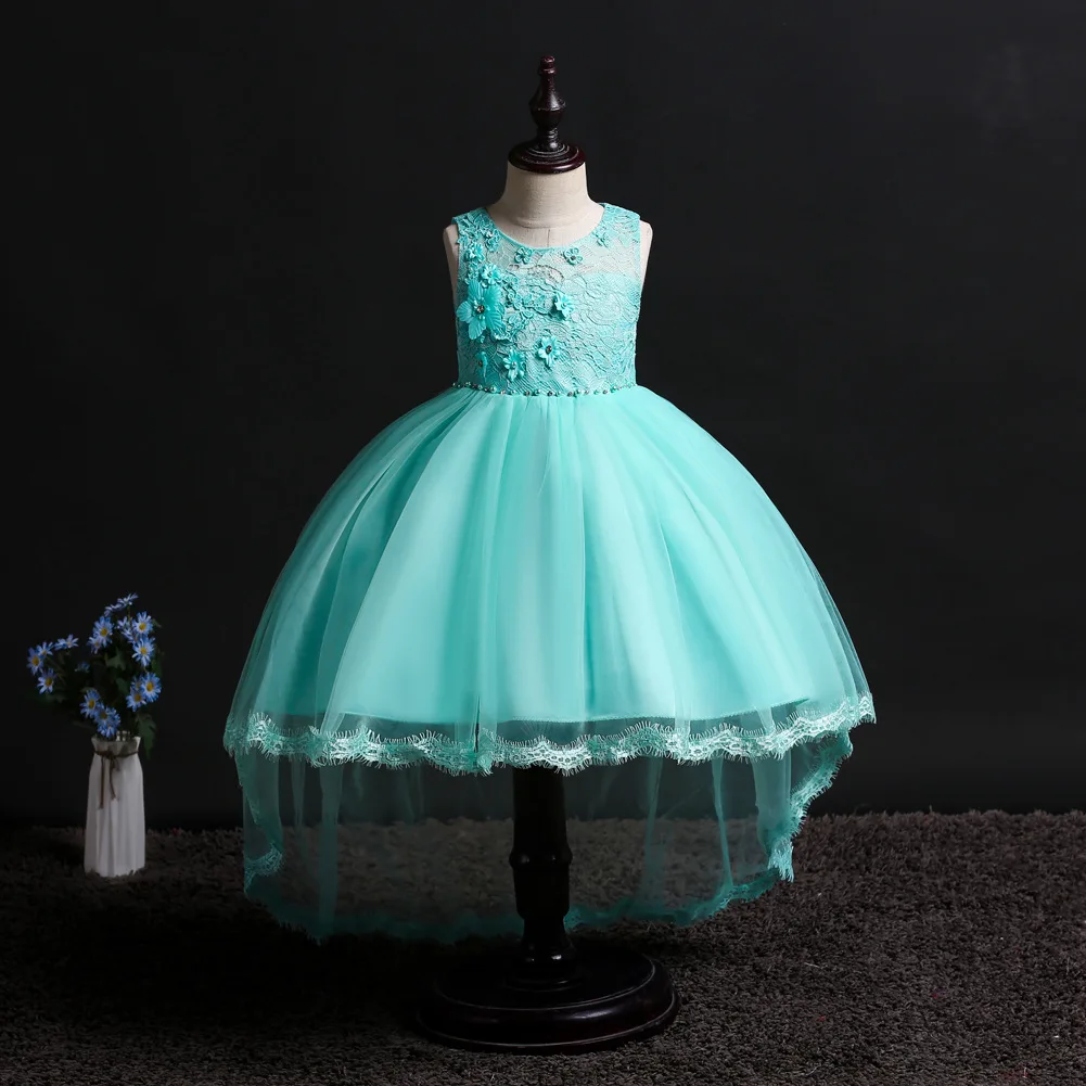 

New Style Girls Evening Dress Dresses of Bride Fellow Kids Sleeveless Princess Tutu Small Host School Stage Costume