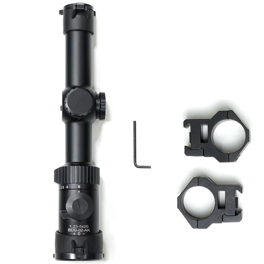 SKWoptics 1,25-5x26A тактические оптические Прицелы Охотничьи для АК AR, M4 прицел калашникового прицела BDC Сетка 30 мм кольца прицела SKWoptics 1,25-5x26A тактические оптические Прицелы Охотничьи для АК AR, M4 прицел калашникового прицела BDC Сетка 30 мм кольца прицела