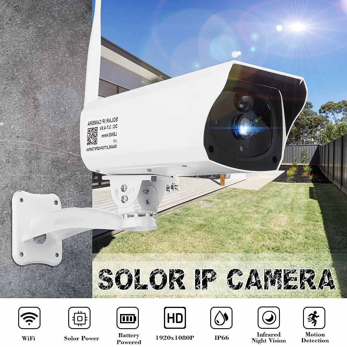 

Solar IP Camera 1080 2MP Wireless Wifi Camera CCTV Security Surveillance Waterproof Outdoor Camera IR Night Vision Cam