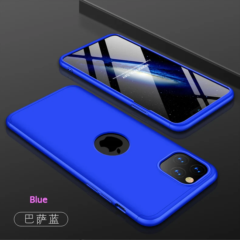 Для Apple iPhone 11 Pro Max чехол для телефона Роскошный 360 градусов, ПК матовый защитный противоударный для iPhone 5 6 7 8 Plus X XS XR Max - Цвет: Blue