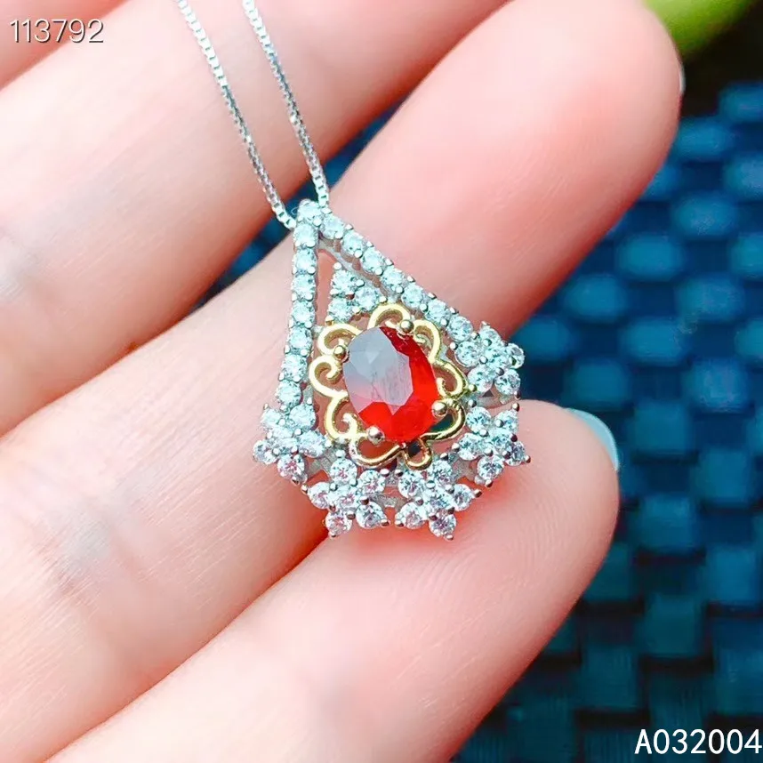 

KJJEAXCMY Fine Jewelry 925 Sterling Silver inlaid Natural gemstone ruby Female Miss Girl Woman Pendant Necklace classic
