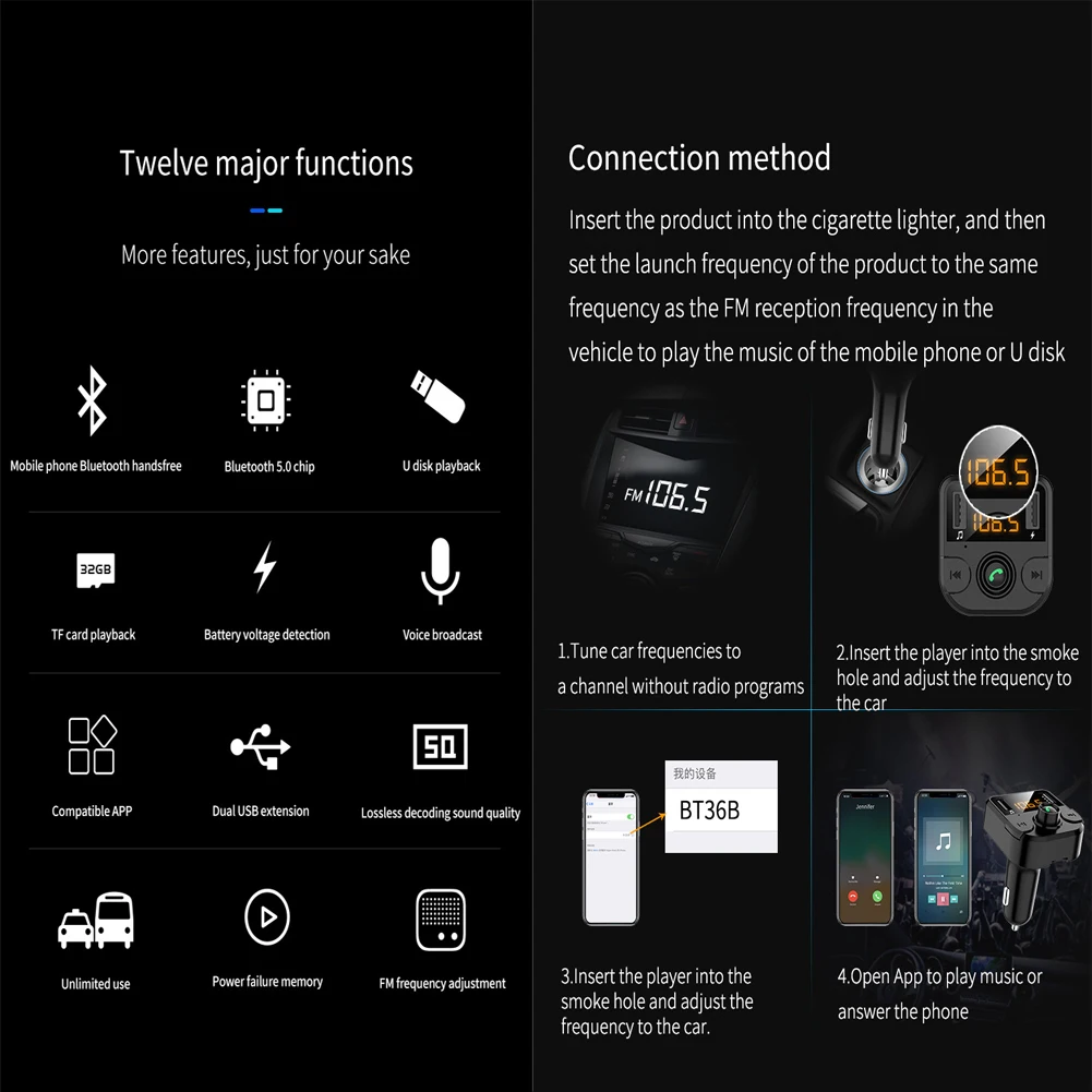 Беспроводной Bluetooth Handsfree автомобильный комплект fm-передатчик MP3-плеер двойной USB
