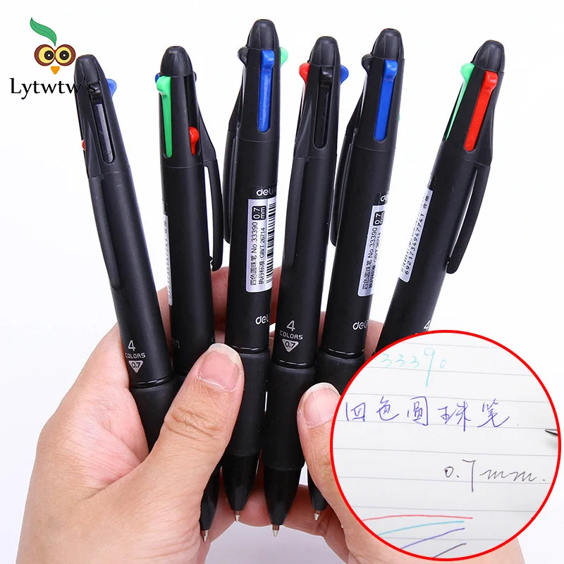 Lytwtw's 4 Color Pen Creative Colorful Retractable Ballpoint Pens Multifunction Pen For Marker Writing Stationery 1