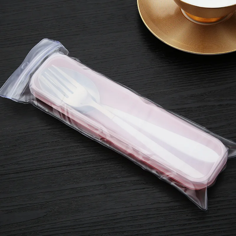 Stainless Steel Cutlery Knife, Fork And Spoon Suit PVC Bag Environmentally Friendly Bag Portable Tableware Chopsticks Packing Ba