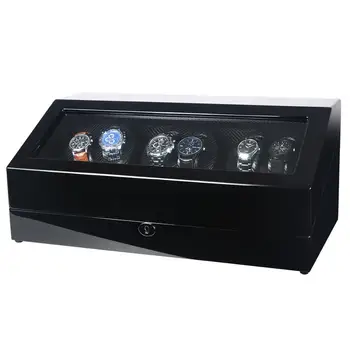 

Automatic 6+7 Watch Winder Box PE Leather Watch Winding Winder Storage Watch Box Collection Display Quiet Motor With LED Light