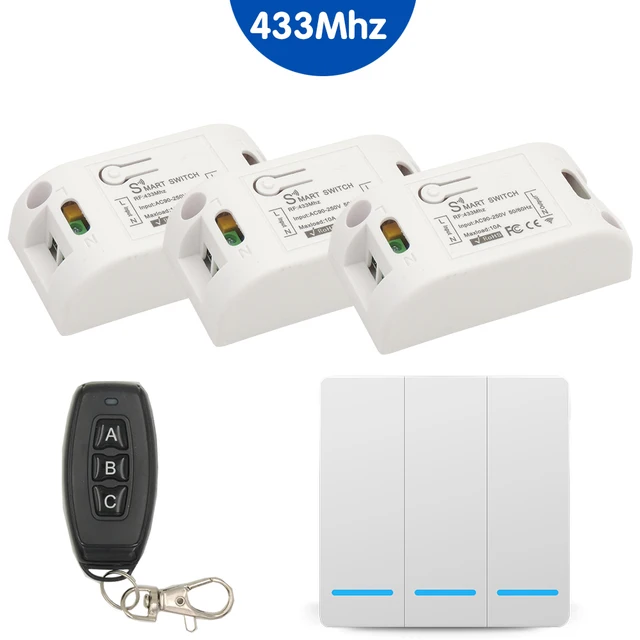 Wireless Smart Light Switch RF 433MHz Remote Control Switch AC 95-250V 10A Module 86 Wall Panel for Bedroom,Gallery Lights Lamp 3R 1WP043 1kt07