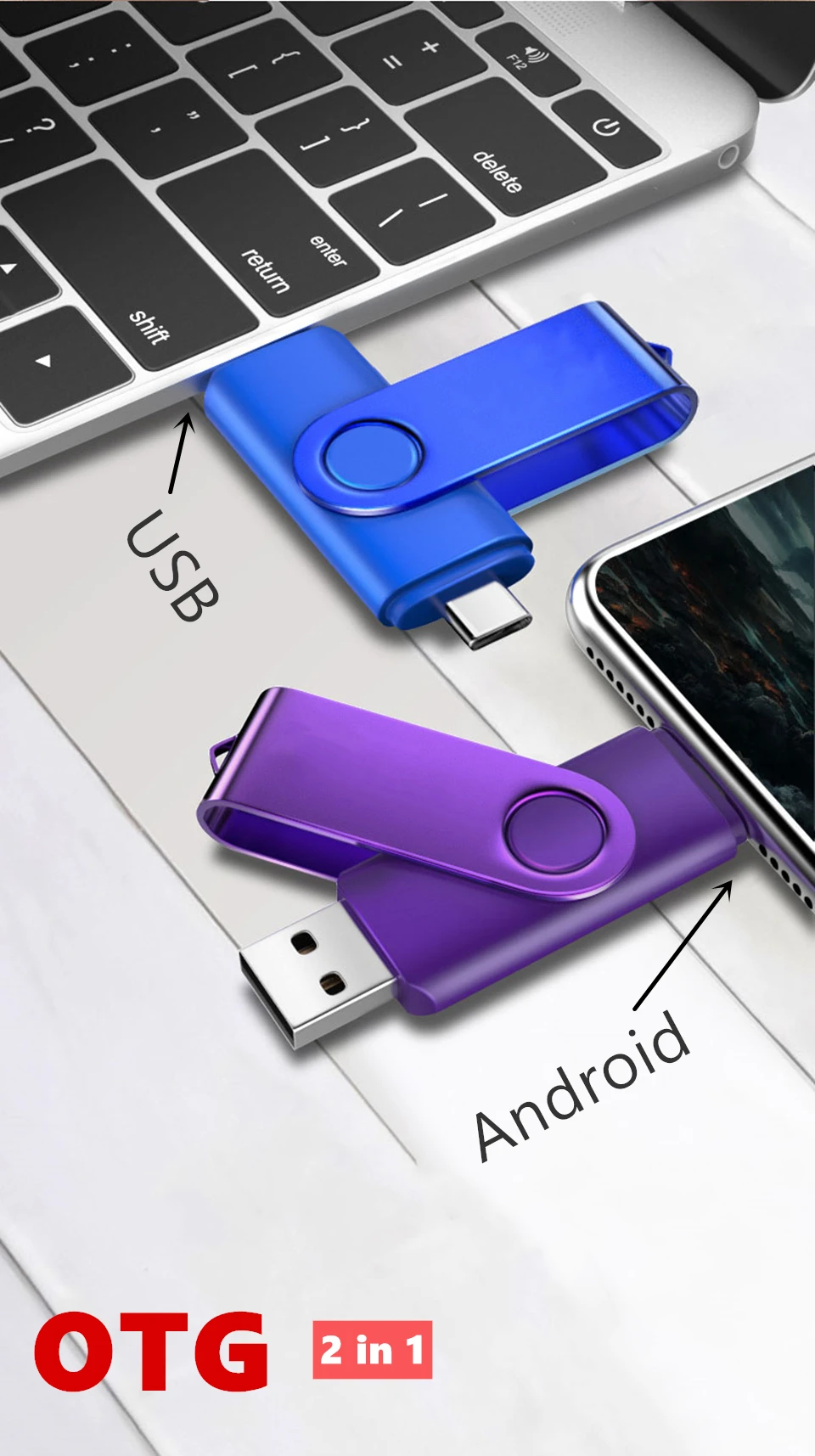 2 в 1 высокая скорость 8 ГБ 16 ГБ флеш-накопитель OTG USB флеш-накопитель для Android смартфон 32 Гб 64 Гб 128 ГБ флеш-накопитель USB