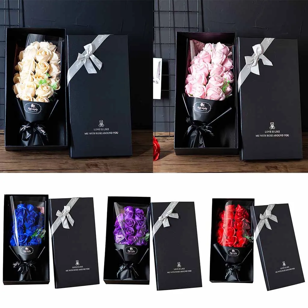 

Valentine's Day gift DIY Artificial Flowers Rose Soap Flower Gift Rose Box Bouquet Wedding Home Festival