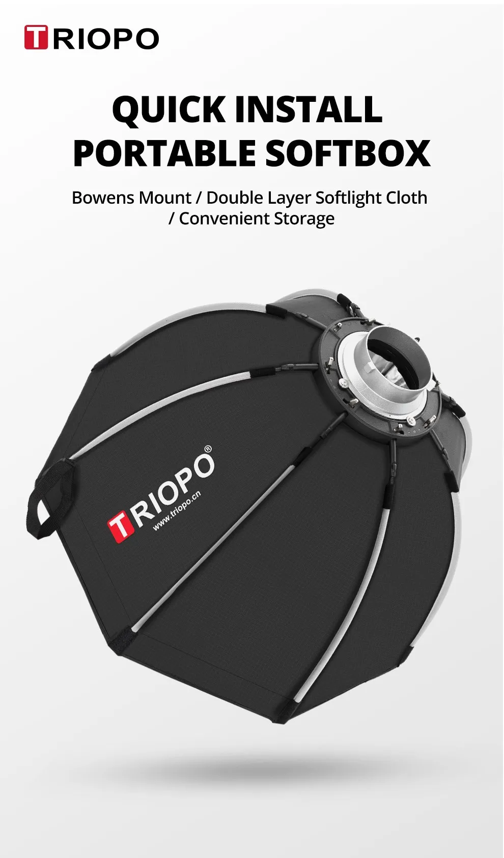 Triopo Quickly Release K2 55cm 65cm 90cm 120cm Bowens Mount Octagon Softbox + Ho